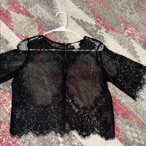 Zara Black Lace Short Sleeve Top